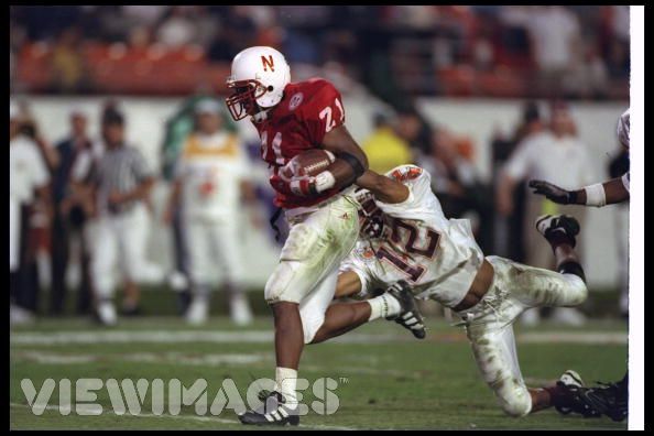 Damon Benning Breaks tackle durin a run in his 1996 MVP winning Orange Bowl Performance against Virginia Tech