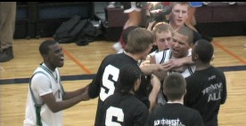 Southwest's Devon Douglas-Wiley congratulated by teammates.