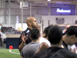 Redzone Leadeship Academy founder Yano Jones gives post session pep talk.